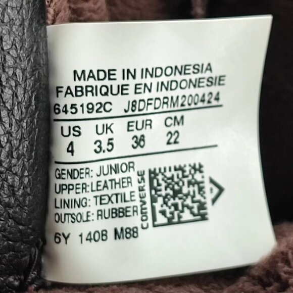 Converse Youth's CT Hi Hillcrest Black Leather Zip Boots Size 4US - Picture 7 of 8